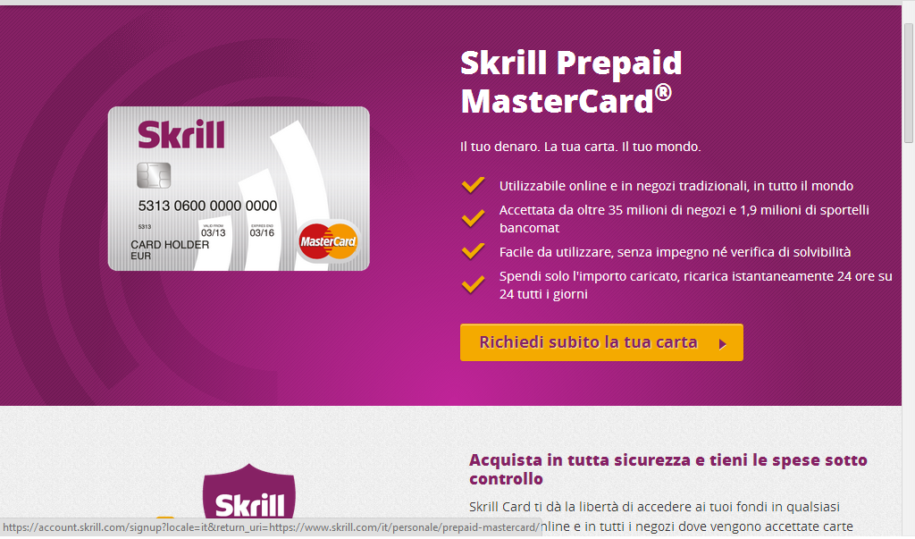 Skrill mastercard
